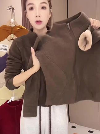 新款羊羔绒立领保暖外套#个性穿搭风格 #穿搭展示 #高级感穿搭 #气质范 #上衣