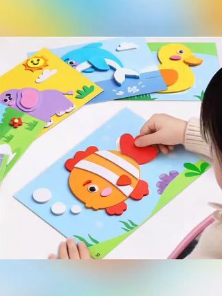 #儿童diy玩具 儿童手工玩具diy立体粘贴画幼儿园3d制作材料女孩贴纸创意工艺品#儿童手工玩具 #儿童立体粘贴画 #儿童创意手工 #美术课粘贴画