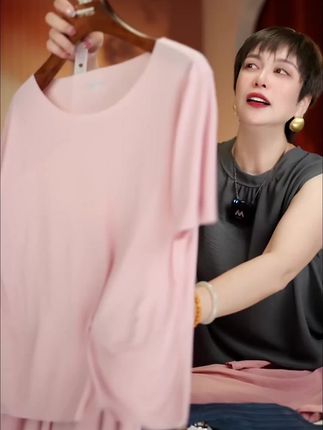 夏季情侣冰丝家居服睡衣男女套装薄款圆领女休闲外穿 #情侣装 #冰丝家居服#家居服