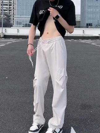 2025春夏新款美式弯刀休闲裤男女高街潮流高级感宽松直筒阔腿长裤#男士休闲裤 #高街穿搭 #弯刀裤休闲裤男 #直筒阔腿裤显高显瘦 #男士裤子