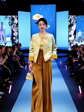 #短视频变现 #新中式撞色上衣休闲裤套装女2025春秋禅意盘扣外套阔腿裤两件套装#新中式套装 #每周不重样穿搭 #谁穿谁好看不分年龄段