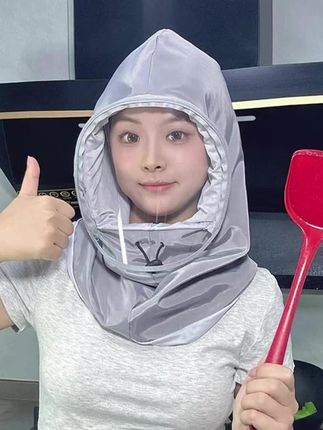 #厨房防护 #防油面罩 #做饭神器 #防油溅 #护脸装备 厨房炒菜防油烟面罩防油溅做饭全脸防护帽子女护脸隔离面具套头帽