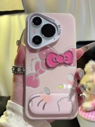 凯蒂表情适用iphone16手机壳支架苹果华为vivo小米OPPO荣耀彩银套#防摔手机壳 #创意手机壳 #这也太好看了 #快来看看 #爱了爱了