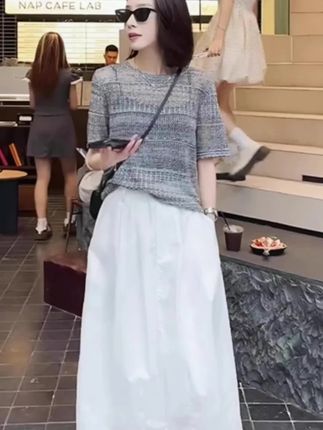 镂空短袖针织衫女2025新款夏季宽松小个子休闲洋气短款高级感上衣#夏季穿搭 #初夏的味道 #简约穿搭 #夏日凉爽穿搭 #棉麻复古文艺