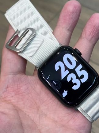 iwatch高山回环表带🌫️ 尼龙浅灰编织表带,⌚️纹理细腻有质感,⚙️金属扣利落,简约又显单调~,#表带推荐 #表带安利 #applewatch #表带分享 #3c好物推