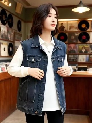 洋气时尚连帽马夹上衣外套女2025春季新款牛仔马甲女外穿宽松百搭#摄影入门 #每日分享 #原创视频 #强烈推荐