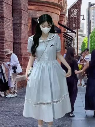 女大童连衣裙夏季新款胖女孩少女学院风娃娃领裙子#出游穿搭 #少女感穿搭 #气质仙女裙穿搭 #这也太好看了 #我又心动了