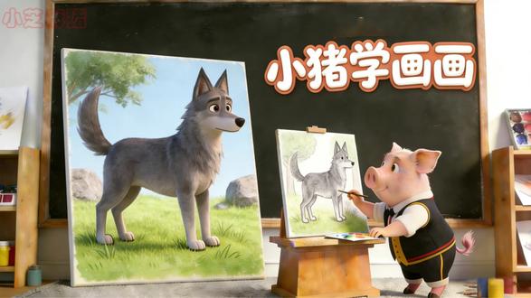 小猪学简笔画-狼 带大家学画狼的简笔画。#简笔画#儿童简笔画#幼儿启蒙#启蒙教育#绘画启蒙#一起来画画吧#让宝宝爱上画画#狼