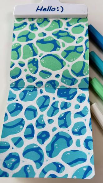 你画你也行 | 零基础画水波纹🌊,今天画薄荷曼波色系💚🩵的玻璃水波纹,四种颜色搞定一幅画,🖊️:掌握,📖:轻听 #绘画手绘 #丙烯马克笔 #零基础学画画 #水波纹 #画画其实很简单