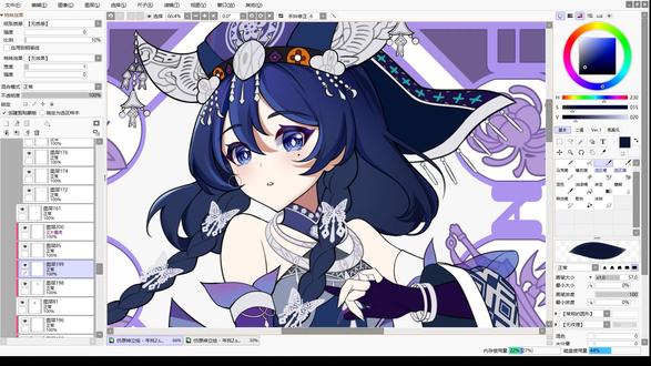 【绘画过程】仿原神立绘 - 涴瀛新#原神梦女 #绘画
