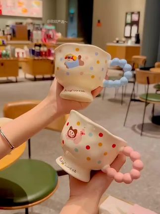 小众又可爱又少女的马克杯们!爆款高颜值波点萌宠卡通陶瓷杯早餐咖啡高脚水杯可爱创意马克杯 #马克杯 #创意马克杯 #可爱的陶瓷杯 #适合当礼物的杯子#情侣杯