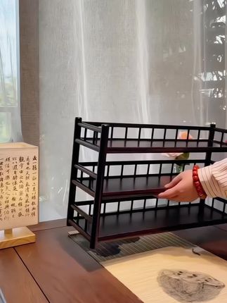 美观实用的#高颜值博古架 来了#高品质家用置物架#国风古韵 #传承文化 #茶道与茶文化