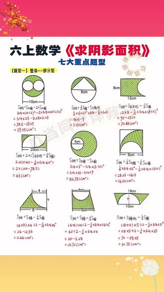 #六年级 求圆的周长、圆的面积、阴影部分面积是重点难点,这本#几何36模型 都整理好了,带视频动画和讲解,直观好理解#几何 #阴影面积 #圆的面积