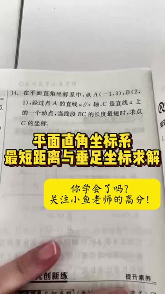 平面直角坐标系 最短距离与垂足坐标求解#数学学习 #数学做题技巧和方法 #七年级数学 #初中数学 #数学思维