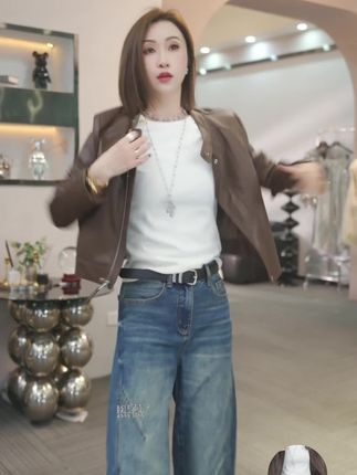 熙薇【 槐叶知秋】2025早秋新款宽松显瘦休闲潮流牛仔裤H3732#牛仔裤 #牛仔裤搭配 #早秋新款 #显瘦裤子 #休闲牛仔裤