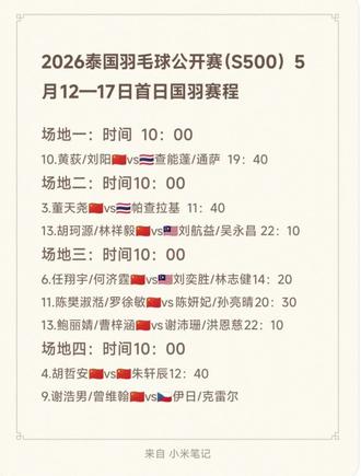 2026泰国羽毛球公开赛5月12日赛程安排