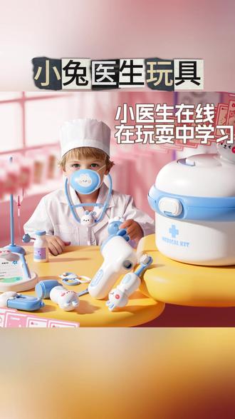 过家家玩具 【皇恩】新年带娃玩具可小兔医生过家家玩具仿真互动儿童护士套装#宝宝玩具 #互动玩具 #角色扮演 #创意玩具 #带娃玩具