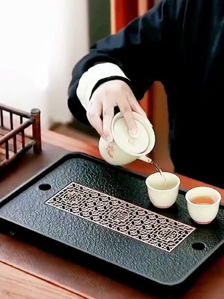 #上热门 仿乌金石茶盘,家用新款长方形小型轻奢现代简约蓄排干泡台茶台茶具#茶盘#干泡台#茶具#茶生活@DOU+上热门 @DOU+小助手