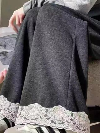 蕾丝直筒裤孕妇裤夏季薄款外穿无托腹设计小个子阔腿裤孕妇九分裤