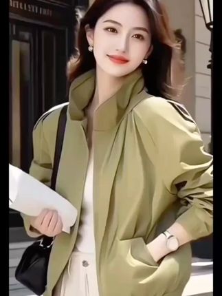 绿色开春外套女2025年新款春季独特漂亮春秋外套女款爆款2025新款#路亚新手选竿 #路亚新手选竿 #路亚新手选竿 #路亚新手选竿 #路亚新手选竿