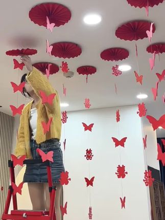 #婚房 #婚礼策划婚礼布置 #结婚吊顶拉花 #婚房布置 #吾家有囍