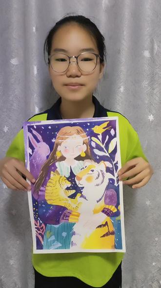 我家李琦蕊小画家上线啦!参加黑龙江省环境保护志愿者联合会举办的守护生物多 性艺术作品征集。用一支画笔,守护大美龙江的生灵!#龙江生态小卫士 #大美龙江志愿有我