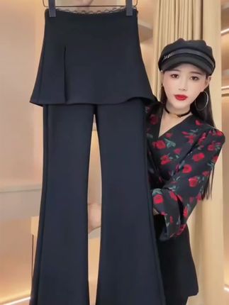 #我要上热门 格洛森秋季新款梨型身材气质显瘦胖妹妹女大码蕾丝腰假短裙喇叭裤~#通勤搭配 #显高显瘦显腿长 #新品穿搭 #今年最流行穿搭 @DOU+小助手 @巨量千川