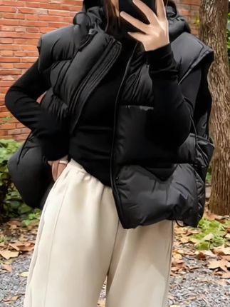 #秋冬穿搭#时尚百搭#女士马甲#宽松连帽#连帽马甲