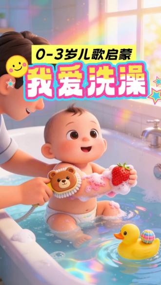 《我爱洗澡》0-8岁启蒙,精选儿歌动画大全 幼儿音乐精选宝宝儿歌大全,歌曲大全,儿歌多多,儿歌大全#0到3岁早教儿歌 #儿歌 #启蒙早教 #早教益智 #睡前儿童有声故事