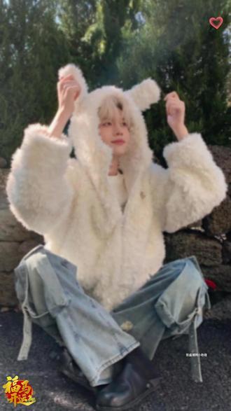 【孙恩盛】连帽短外套韩系毛毛外套大衣ins保暖情侣上衣#孙恩盛 #外套 #通勤搭配 #小个子穿搭 #ootd穿搭