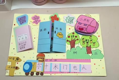 识字小报讲解分享
用了立体剪贴的方式,做了冰箱、小火车、果树这些小机关,把生字藏在里面,边玩边认,比单纯写字有意思多了~
#一年级小学生手抄报#一年级作业#识字小报