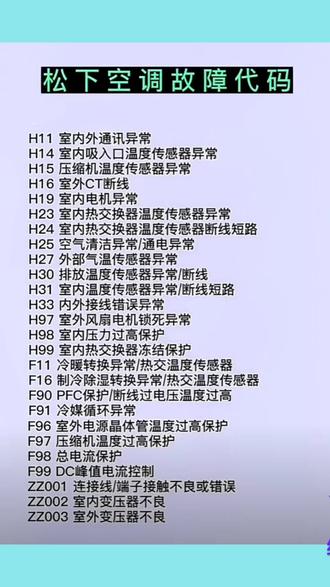 尊敬的客户您好,欢迎您致电松下空调维修服务中心,当您的空调故障代码显示,H11、H14、H15、H16、H19、H23、H24、H25、H27、H30、H31、H33、H97、H98、H99、F11、F16、F90、F91、F96、F97、F98、F99 DC、ZZ002、ZZ001时,欢迎您拨打本公司24小时维修服务热线4000-782-792,北京各区均可上门服务 #松下空调 #空调维修 #家电维修