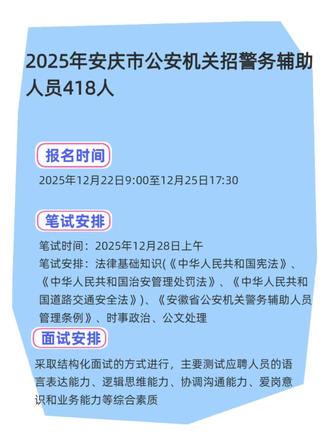 2025年安庆市公安机关招警务辅助人员418人 #安庆找工作 #安庆辅警 #辅警考试 #上岸 #公考