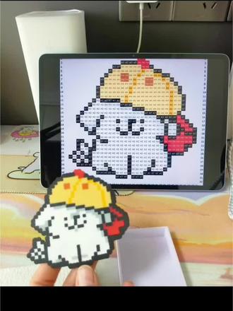 (23/100)今天拼小白。#拼豆 #线条小狗 #小白 #手工制作