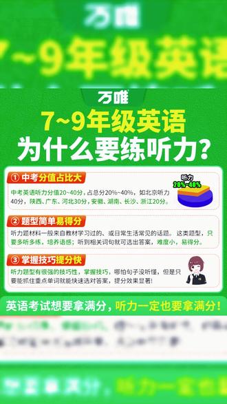 英语听力练习 万唯27新【初中英语听力】全国通用七八九年级听力训练专项练习#学习好物 #万唯英语 #初中学习 #全国通用 #学习资料