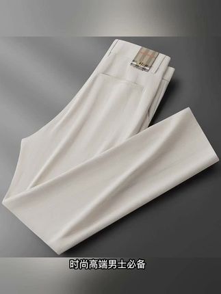 高端男休闲西裤夏季薄款条纹修身直筒