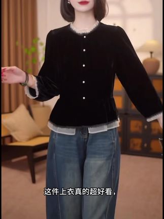 法式假两件衬衫2025年秋季新款百搭休闲显瘦设计感时尚丝绒上衣#穿搭 #谁穿谁好看 #好物推荐 #秋冬穿搭 #高级感穿搭
