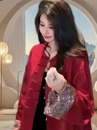 红色新中式国风上衣#春秋季新款唐装#高端盘扣时尚外套女#时尚气质穿搭 #御姐风穿搭 #时髦穿搭 #时尚穿搭时尚穿搭时尚