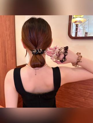 蝴蝶结皓石小肠发圈女高级感洋气时尚绝美加粗皮筋扎头发头绳发绳