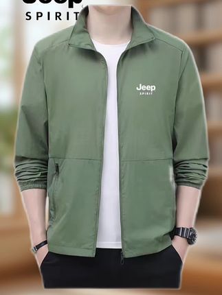 Jeep吉普夏季皮肤衣男士外套防紫外线宽松风衣立领超薄风衣防晒服#休闲百搭 #夏季新品 #男士防晒衣 #户外穿搭