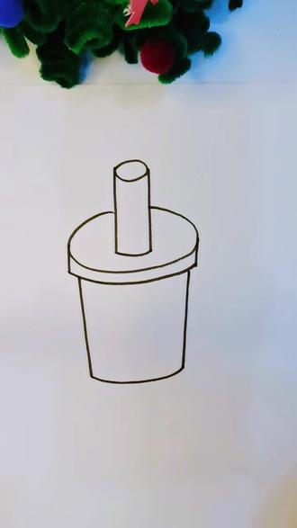 一分钟学会画奶茶杯#画画 #简笔画 #简笔画教程 #零基础学画画 #儿童画