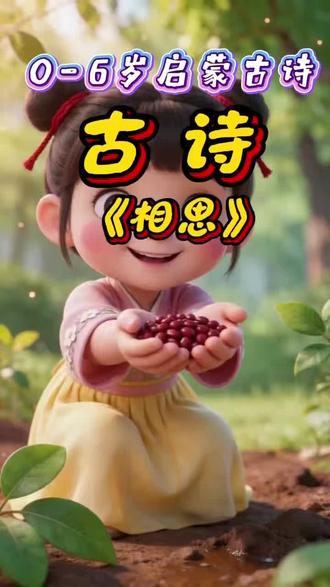 一物红豆,满纸深情❤️每日一首古诗词,带孩子读懂红豆寄相思#儿童启蒙古诗 每天不定时更新一篇古诗,喜欢的点点关注点点赞
