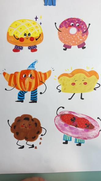 来画画美味的面包吧~#简笔画 #启蒙教育 #少儿美术创意画 #儿童绘画 #美术老师