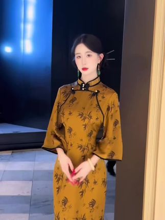 #旗袍#中式旗袍#中式美学服饰#倒大袖,中式倒大袖旗袍