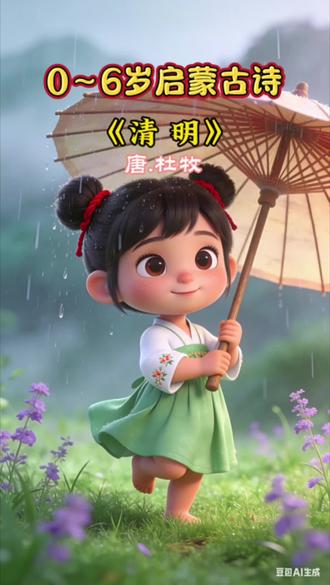 启蒙古诗《启蒙》清明时节雨纷纷 路上行人欲断魂#和抖音一起学古诗 #古诗#启蒙早教#古诗词 #早教