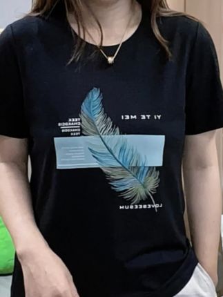 怡特美【凤羽】夏季莱赛尔棉印花宽松大板女装短袖t恤。#洋气上档次