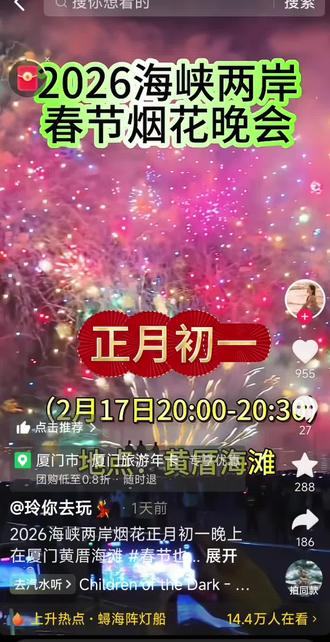 台湾厦门两岸烟花。