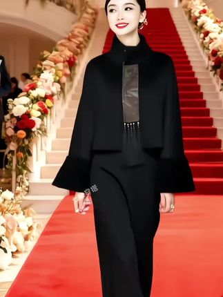 复古文艺风高级感裤套装女2025秋季新款端庄优雅长袖上衣+阔腿裤#套装穿搭#时尚大方#时尚潮流#时尚百搭#时尚穿搭