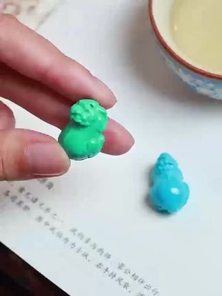 【只进不出】精工瓷高蓝色绿色貔貅朝天吼吊坠挂件diy配件饰品#今日分享 #盘它 #貔貅 #招财 #吊坠