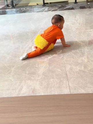 婴儿拖把侠爬行服宝宝拖地爬爬服擦地板防脏连体衣服夏季薄款短袖#宝宝 #婴幼儿